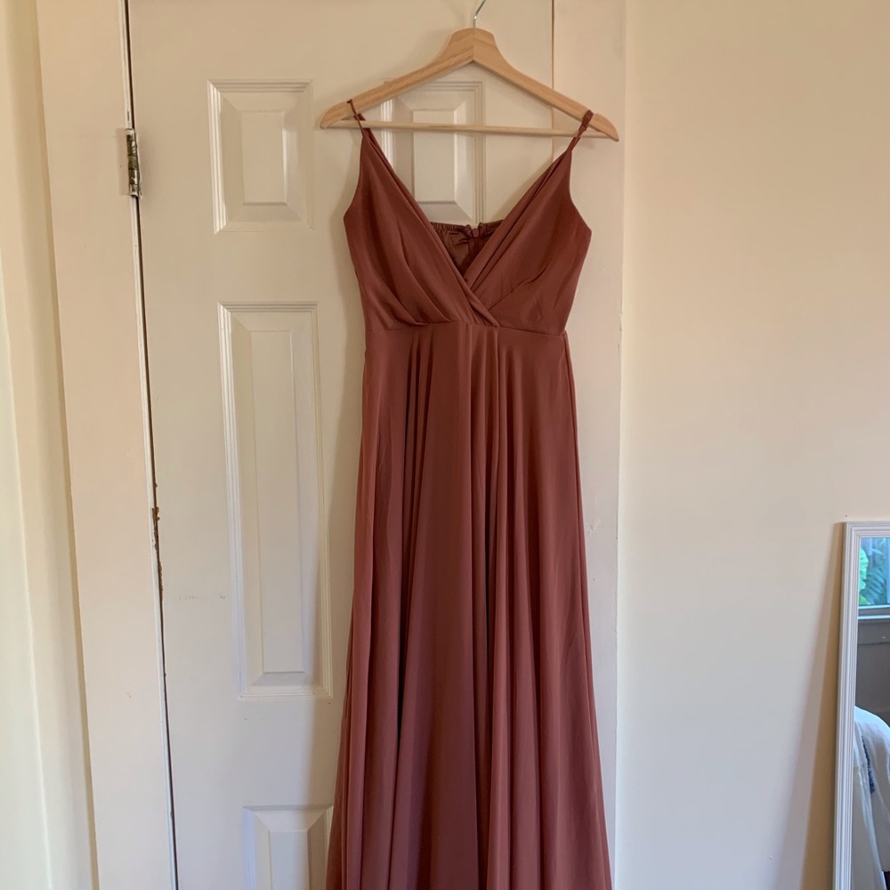 Lulus All about love rusty rose maxi dress xs